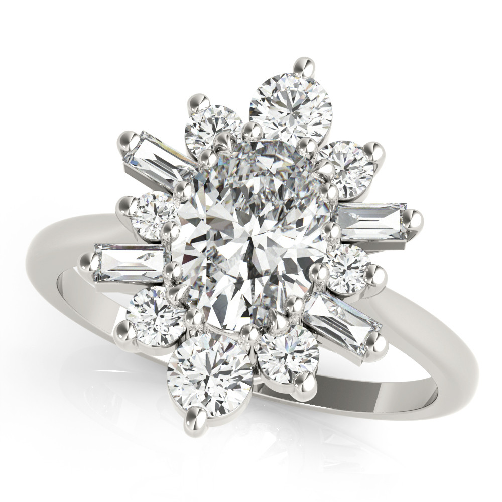 0.2 Ct Natural Oval Cut Korra Halo Diamond Rings in Silver 925