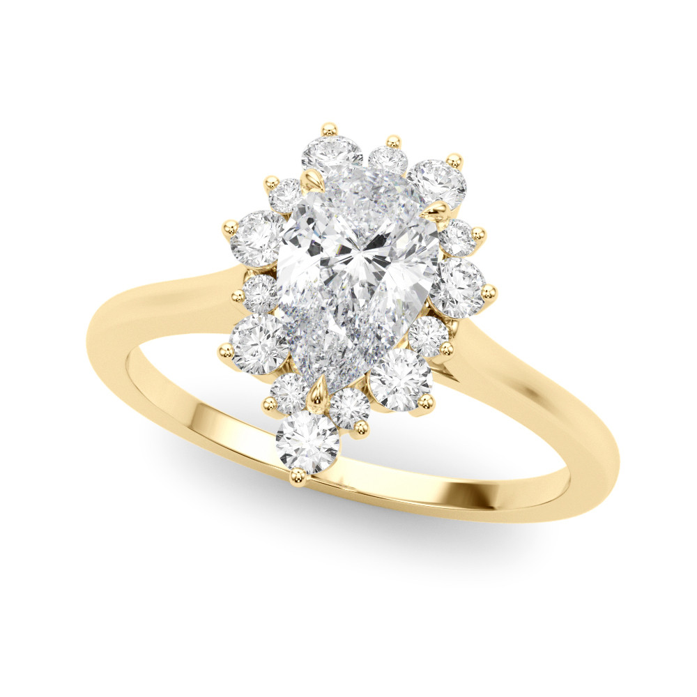 0.2 Ct Natural Pear Cut Luisa  Halo Diamond Rings in Silver 925