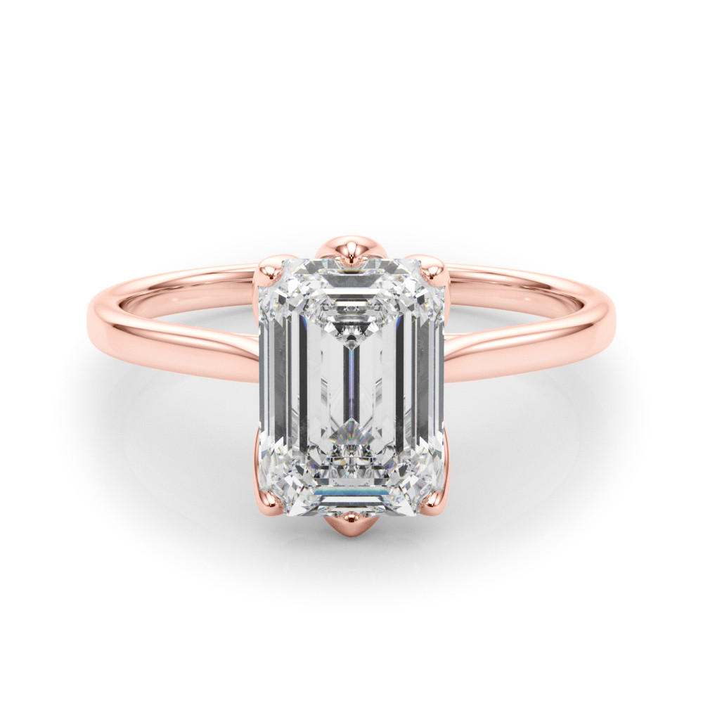 0.2 Ct Natural Emerald Cut Nedjelko  Diamond Solitaire Rings in Silver 925