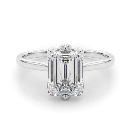 0.2 Ct Natural Emerald Cut Nedjelko  Diamond Solitaire Rings in Silver 925