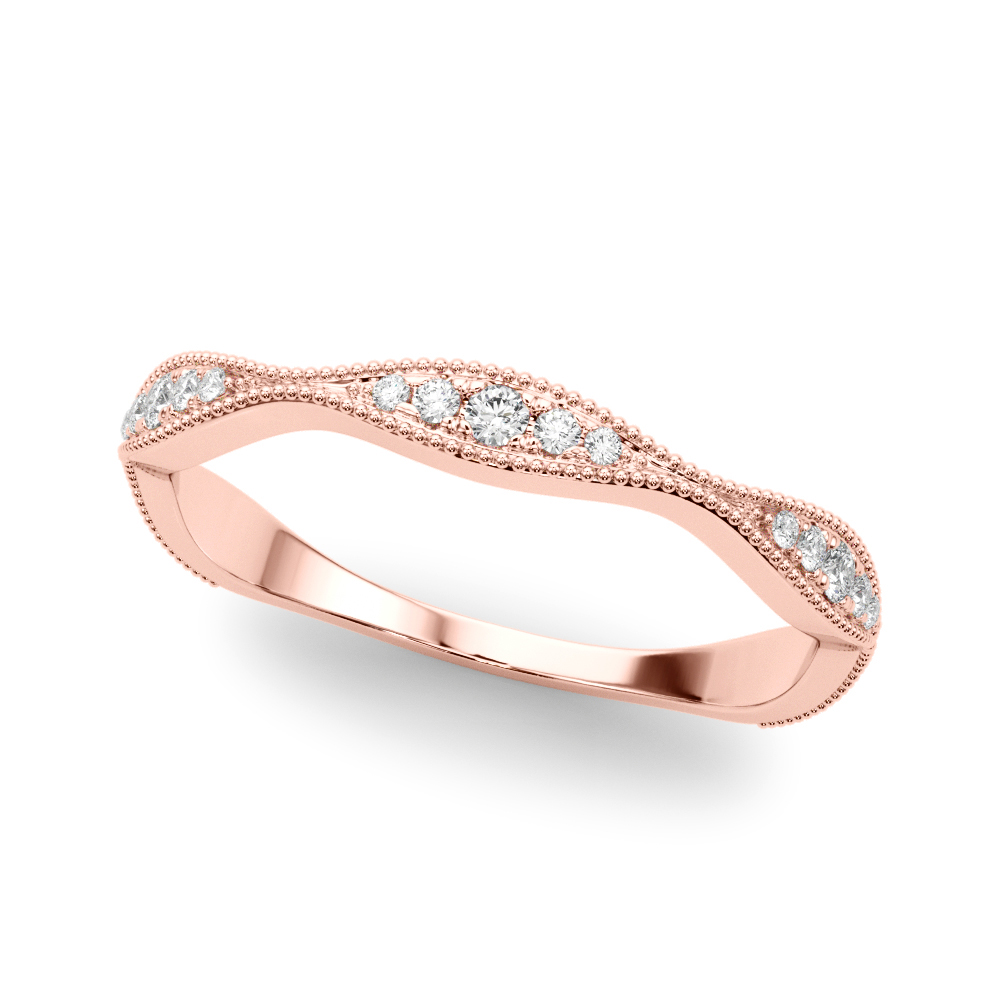 Anilin Lab Grown Rose Gold 	Milgrain Set  Diamond Ring