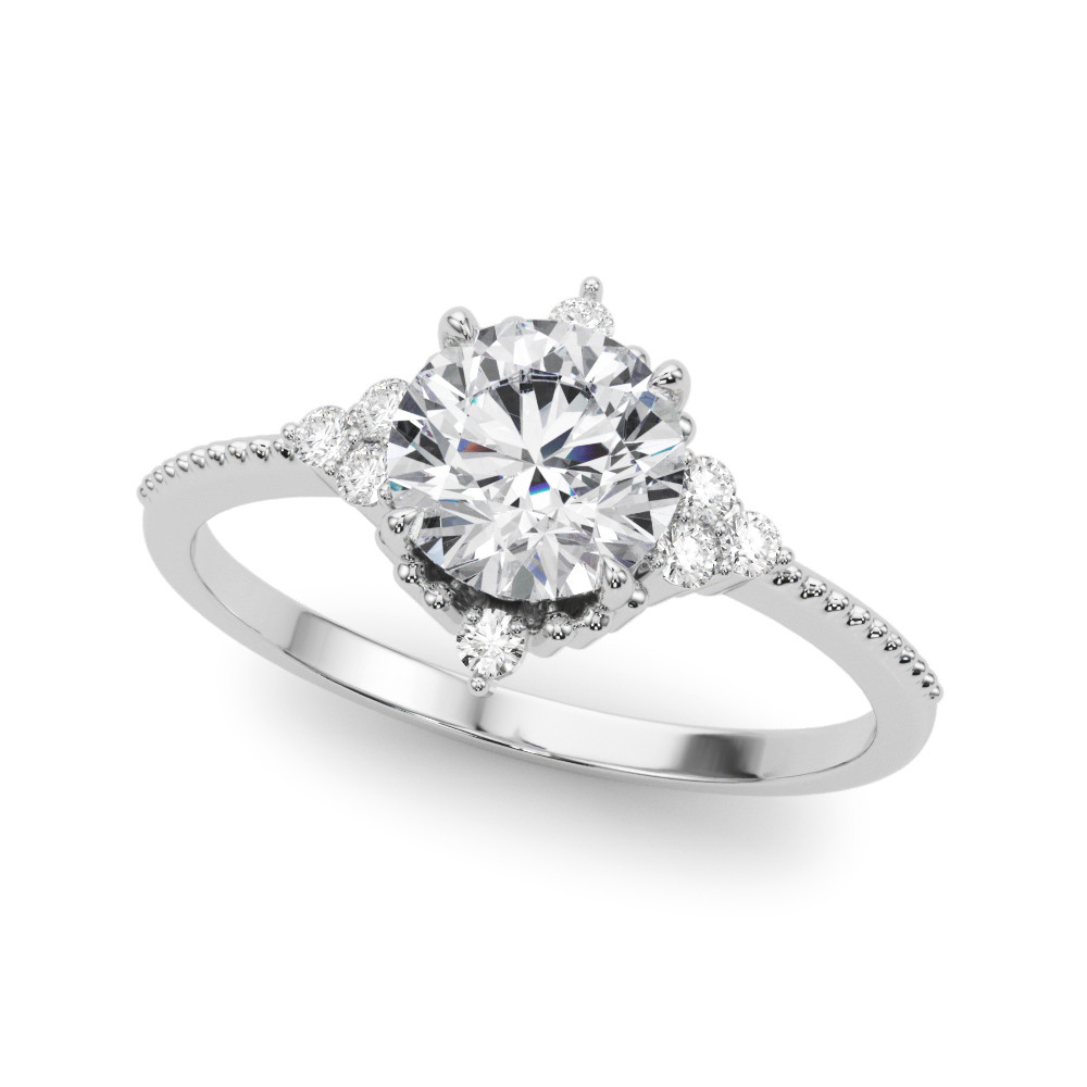 0.2 Ct Natural Round Cut Lizzie  Halo Diamond Rings in Silver 925