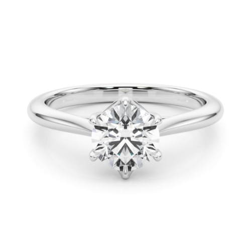 0.1 Ct Lab-Created Diamond Round Cut Mayte  Classic Solitaire Engagement Rings in Silver 925