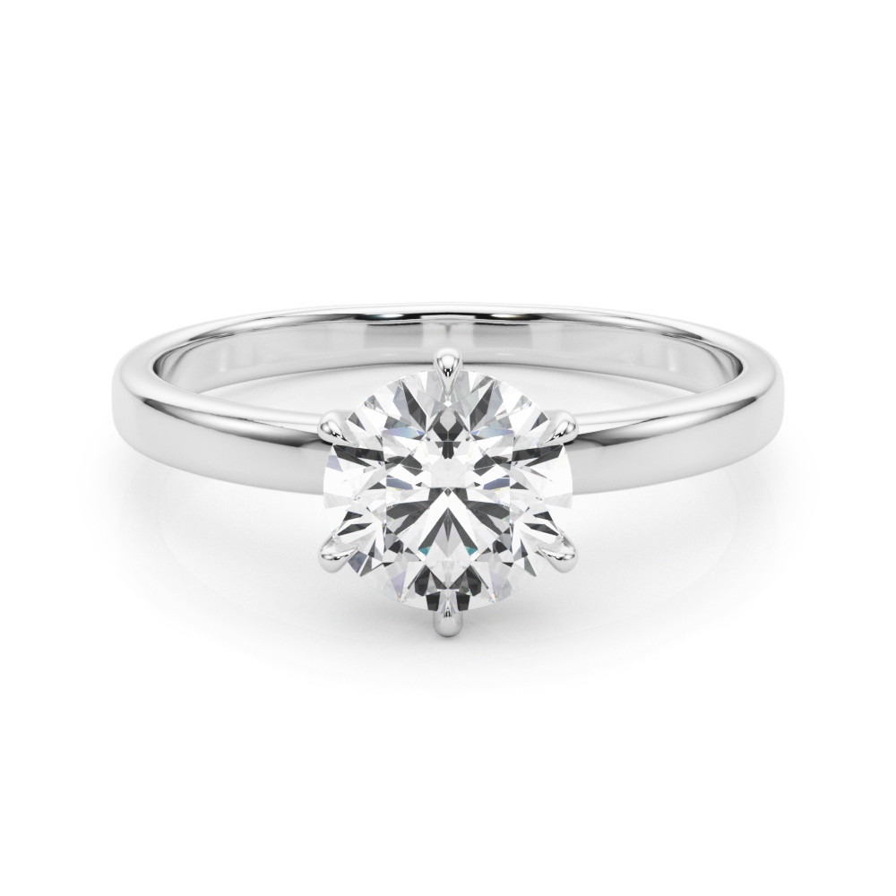 0.1 Ct Lab-Created Diamond Round Cut Marnie  Classic Solitaire Engagement Rings in Silver 925