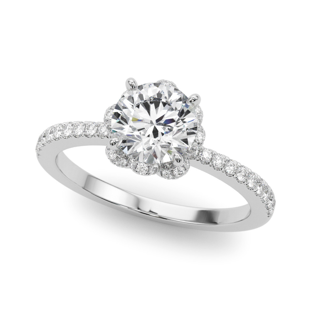 0.2 Ct Natural Round Cut Jordynn  Halo Diamond Rings in Silver 925