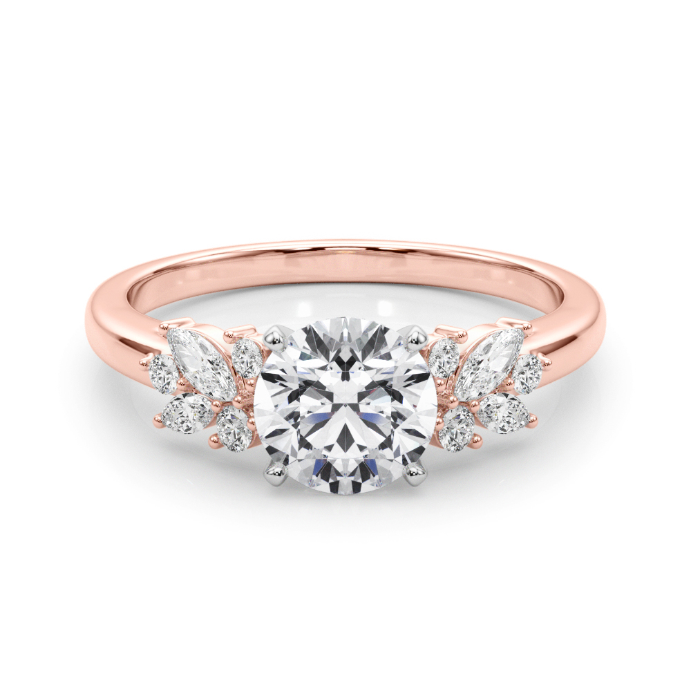 SunshineDiamonds Side Stone Engagement Rings in 9K Rose Gold and 0.50 Carat Lab Grown Diamond