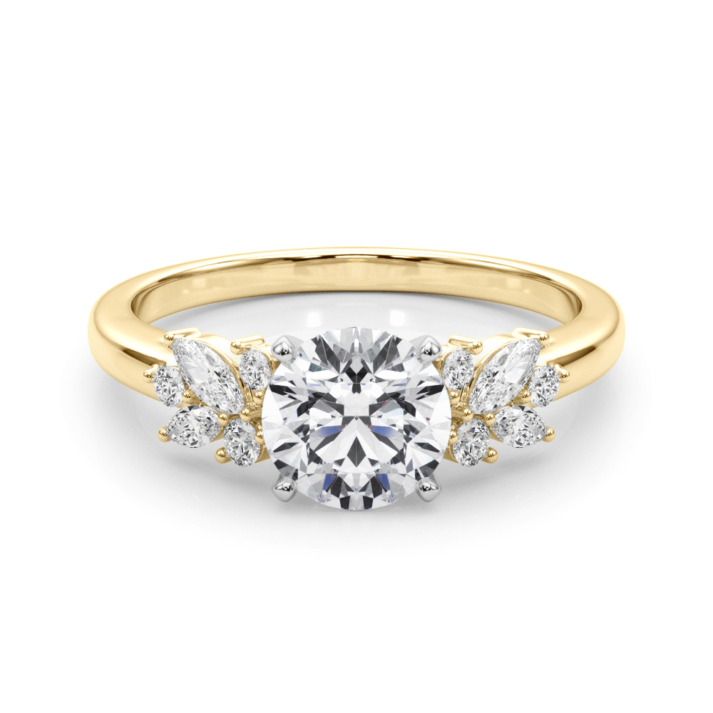 SunshineDiamonds Side Stone Engagement Rings in 9K Yellow Gold and 0.20 Carat Lab Grown Diamond