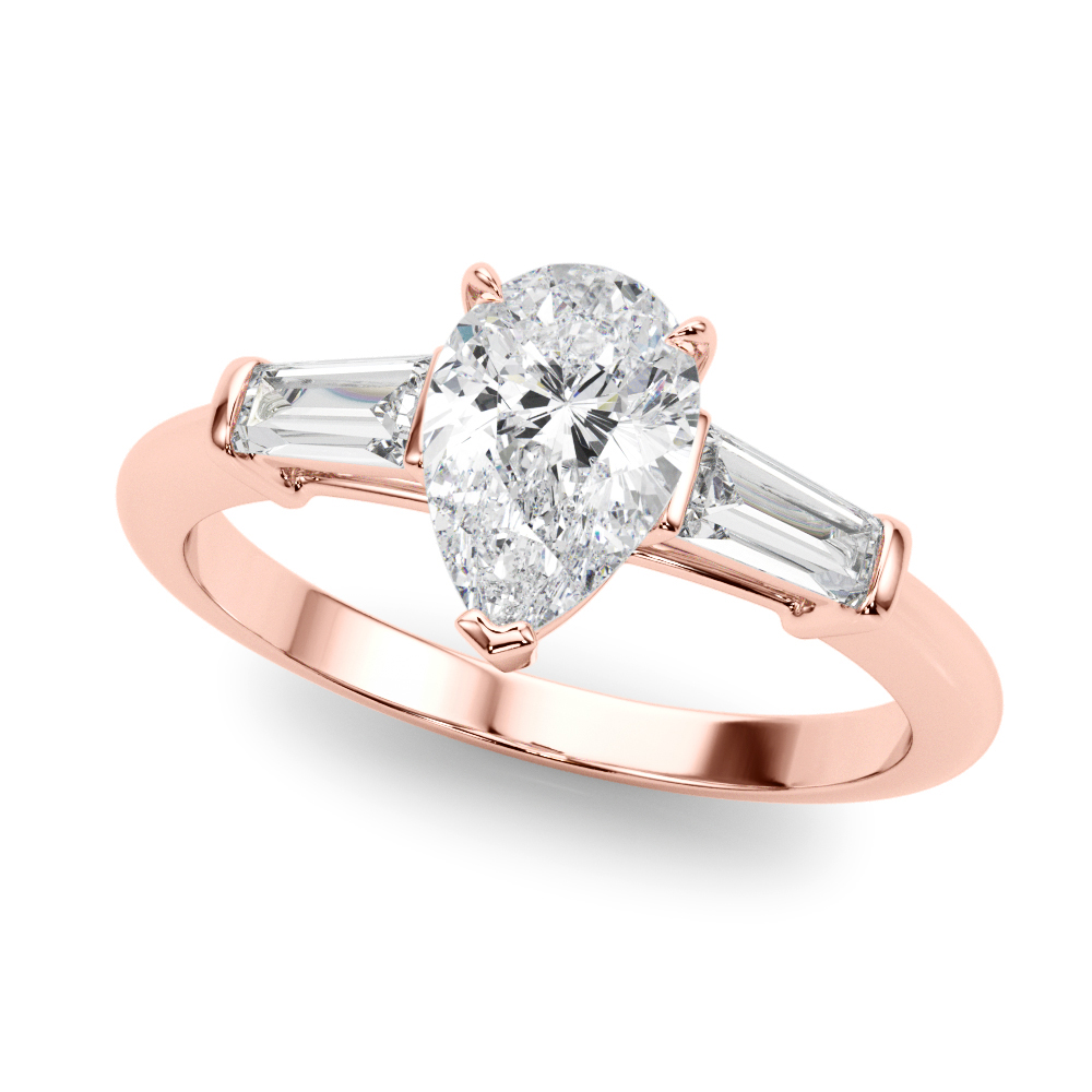 0.2 Ct Natural Diamond Pear Cut Yui Trilogy Engagement Rings in Silver 925