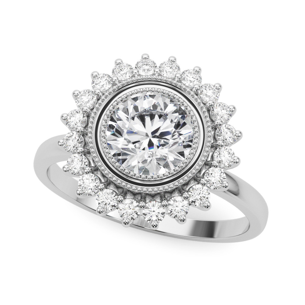 0.2 Ct Natural Round Cut Kenzlee  Halo Diamond Rings in Silver 925