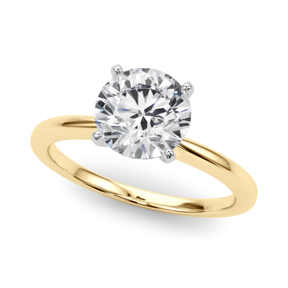 0.1 Ct Natural Round Cut Kenslay  Solitaire Diamond Rings in 14K White Gold