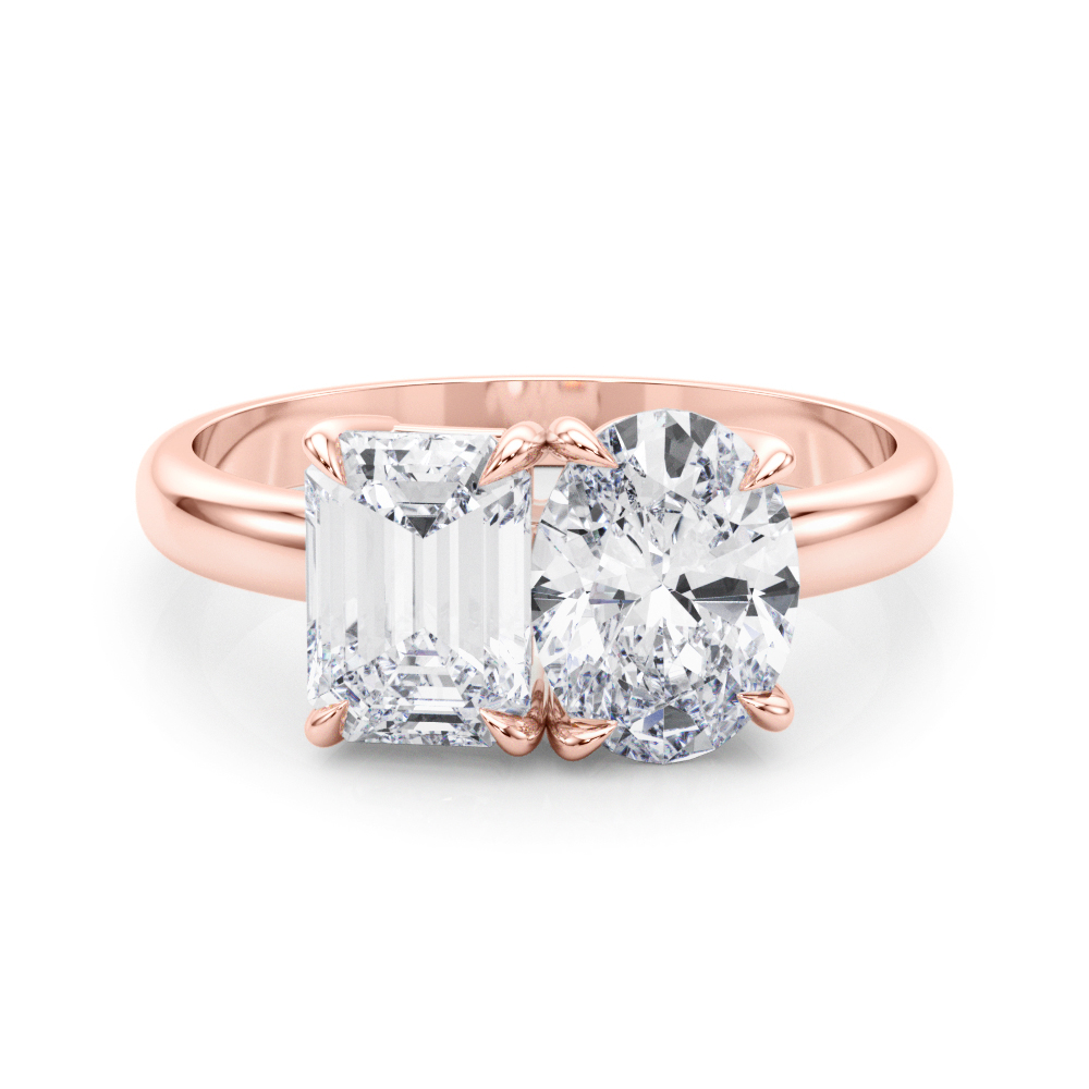 Siara Lab Grown Rose Gold 4 Prong Two Stone Diamond Ring