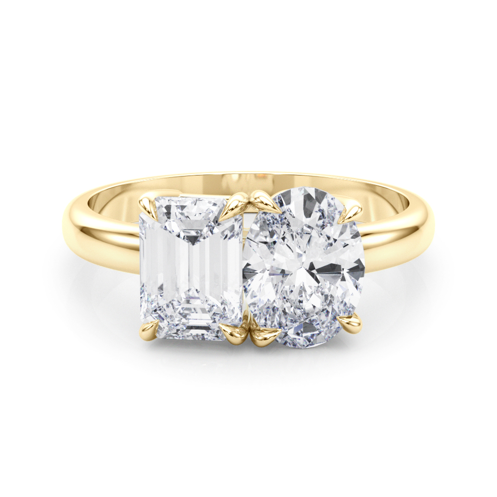 Siara Lab Grown Yellow Gold 4 Prong Two Stone Diamond Ring