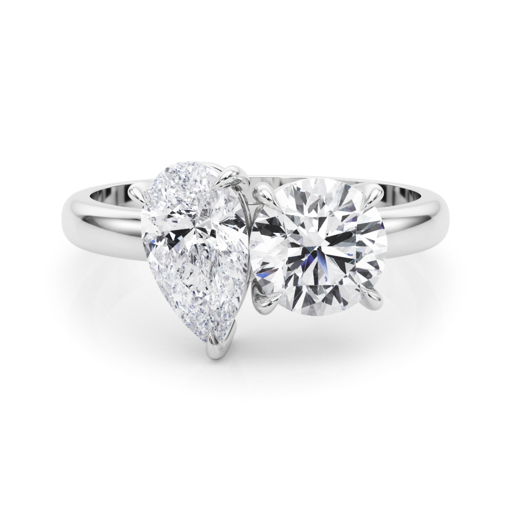 2 Ct Lab Grown Mixed Shape Cut Rejila Two Stone Diamond Rings in Silver 925