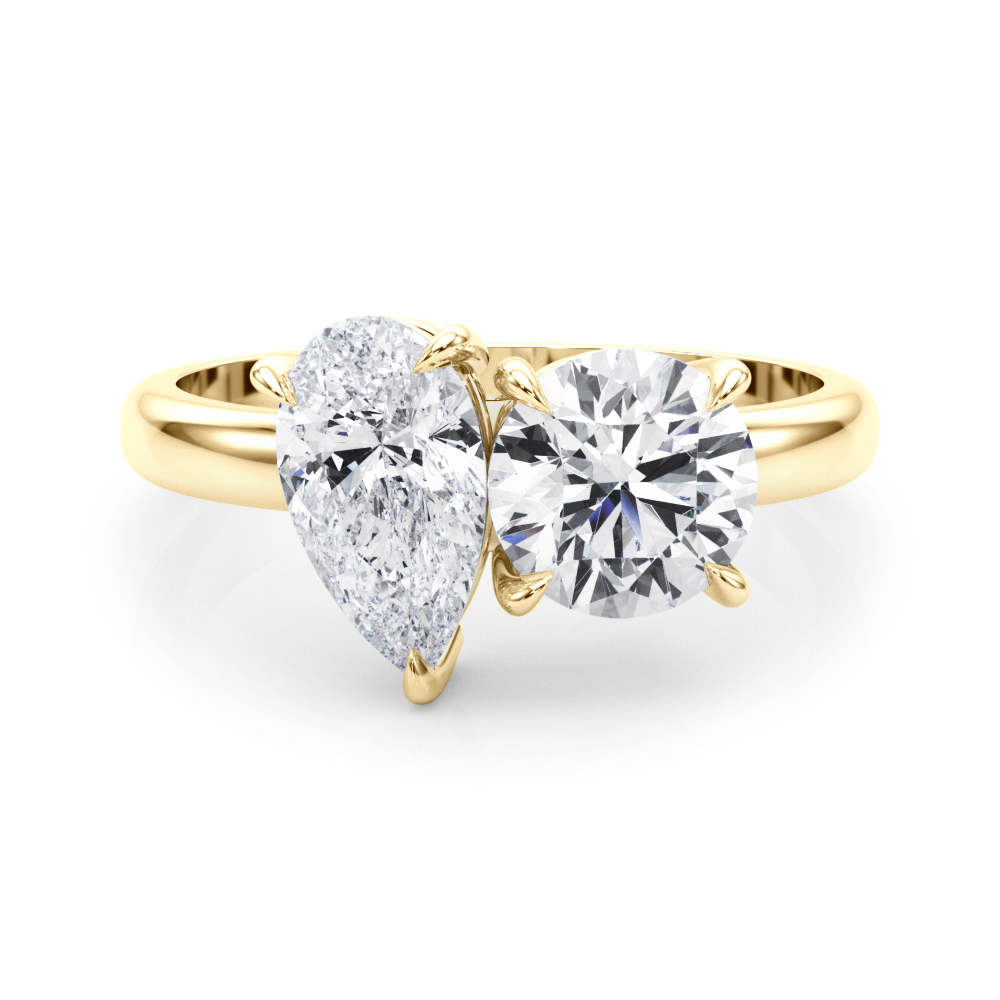 Rejila Lab Grown Yellow Gold Prong Set Two Stone Diamond Ring
