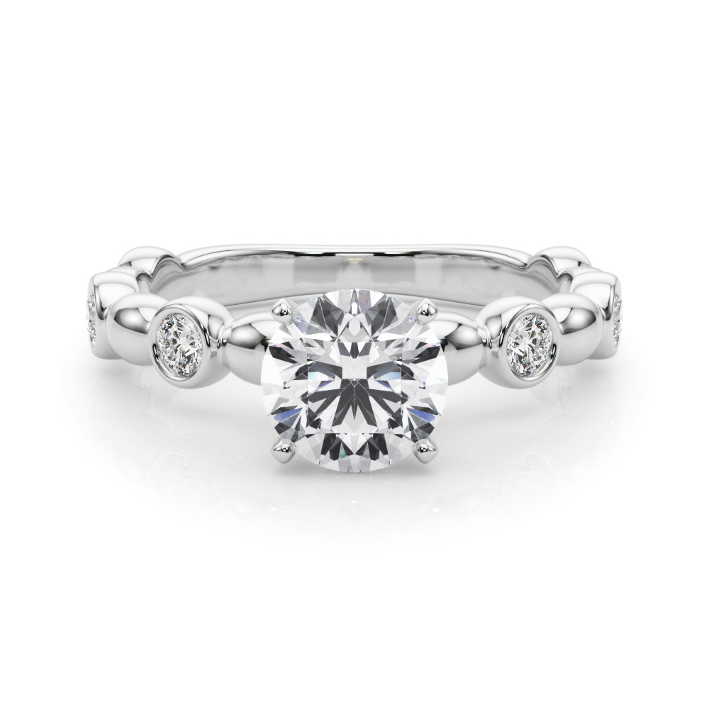 0.2 Ct Lab-Created Diamond Round Cut Esther  Halo Engagement Rings in Silver 925