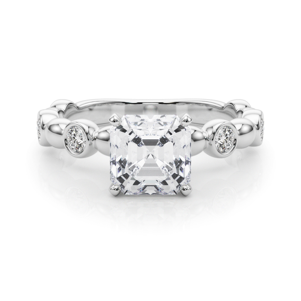 0.2 Ct Lab-Created Diamond Asscher Cut Esther  Halo Engagement Rings in Silver 925