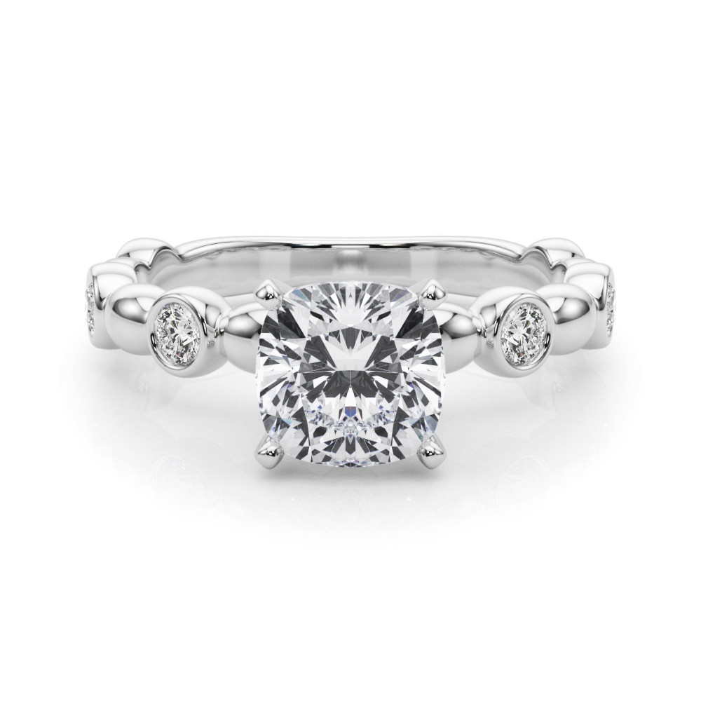 0.2 Ct Lab-Created Diamond Cushion Cut Esther  Halo Engagement Rings in Silver 925