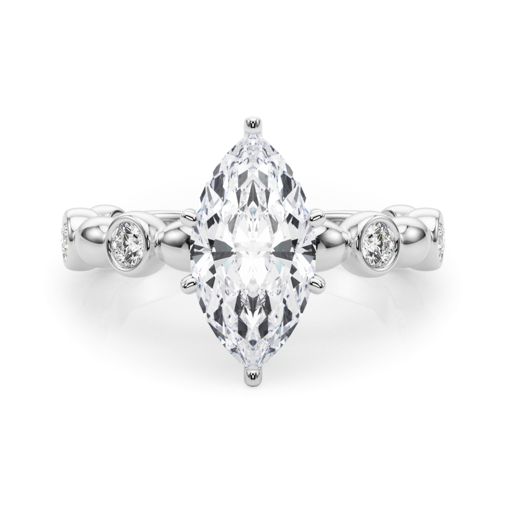 0.2 Ct Lab-Created Diamond Marquise Cut Esther  Halo Engagement Rings in Silver 925