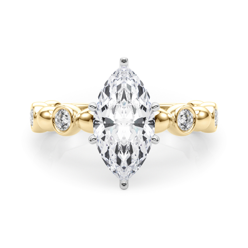 0.2 Ct Lab-Created Diamond Marquise Cut Esther  Halo Engagement Rings in Silver 925