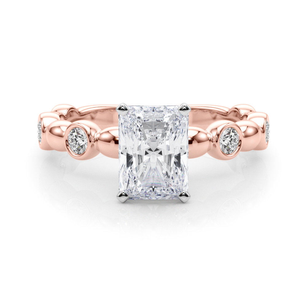 0.2 Ct Lab-Created Diamond Radiant Cut Esther  Halo Engagement Rings in Silver 925