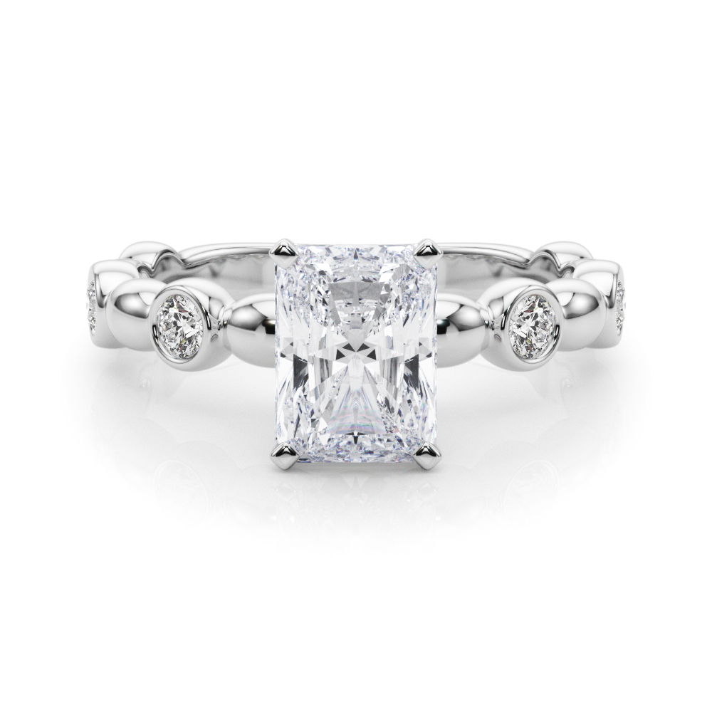 0.2 Ct Lab-Created Diamond Radiant Cut Esther  Halo Engagement Rings in Silver 925