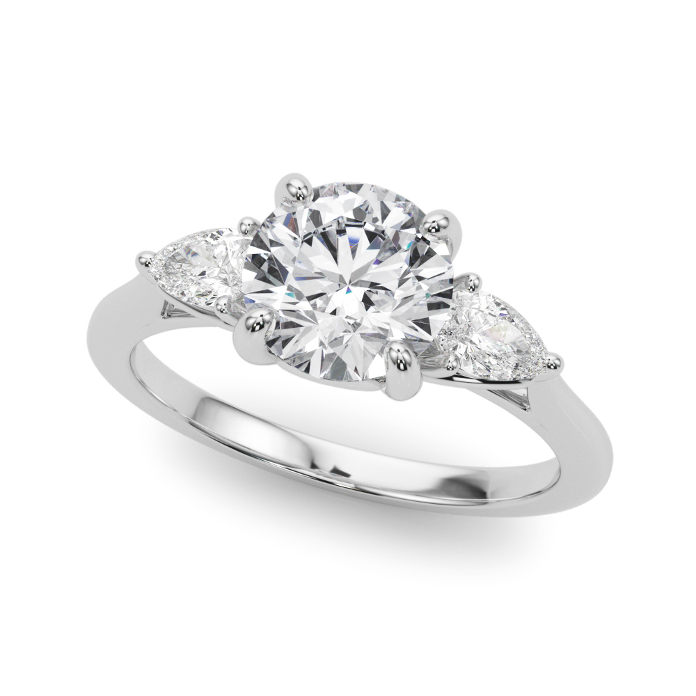 0.2 Ct Natural Diamond Round Cut Yessenia  Trilogy Engagement Rings in Silver 925