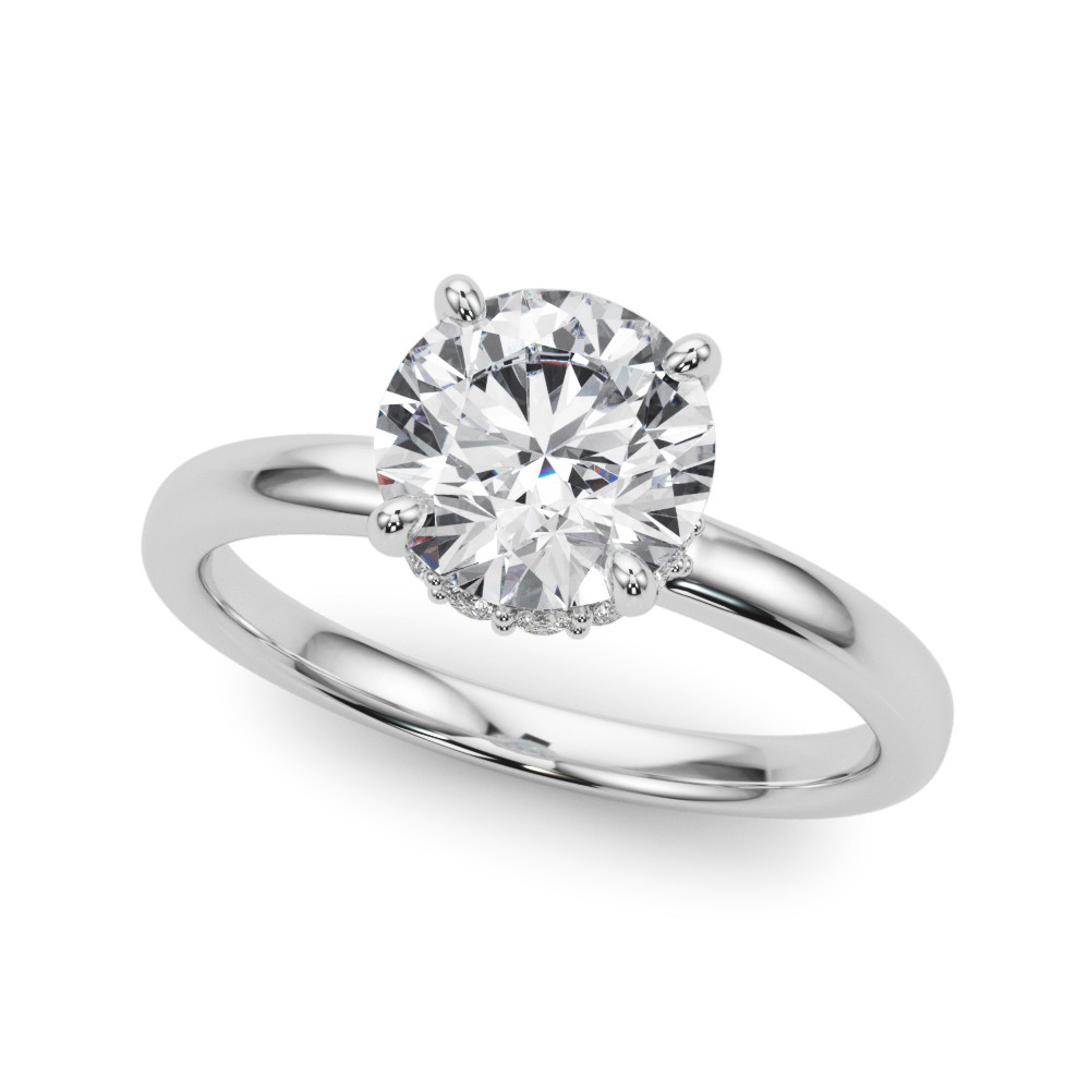 0.2 Ct Natural Round Cut Louise Halo Diamond Rings in Silver 925