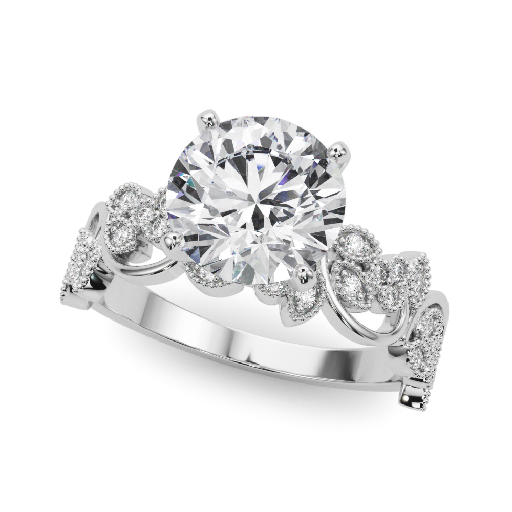 0.2 Ct Natural Diamond Round Cut Zeonna  Side Stone Engagement Rings in Silver 925