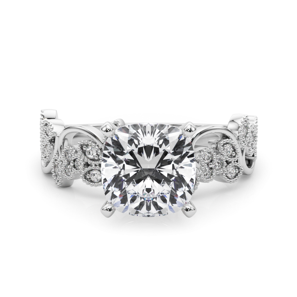 0.2 Ct Lab Grown Diamond Cushion Cut Zeonna  Side Stone Engagement Rings in Silver 925