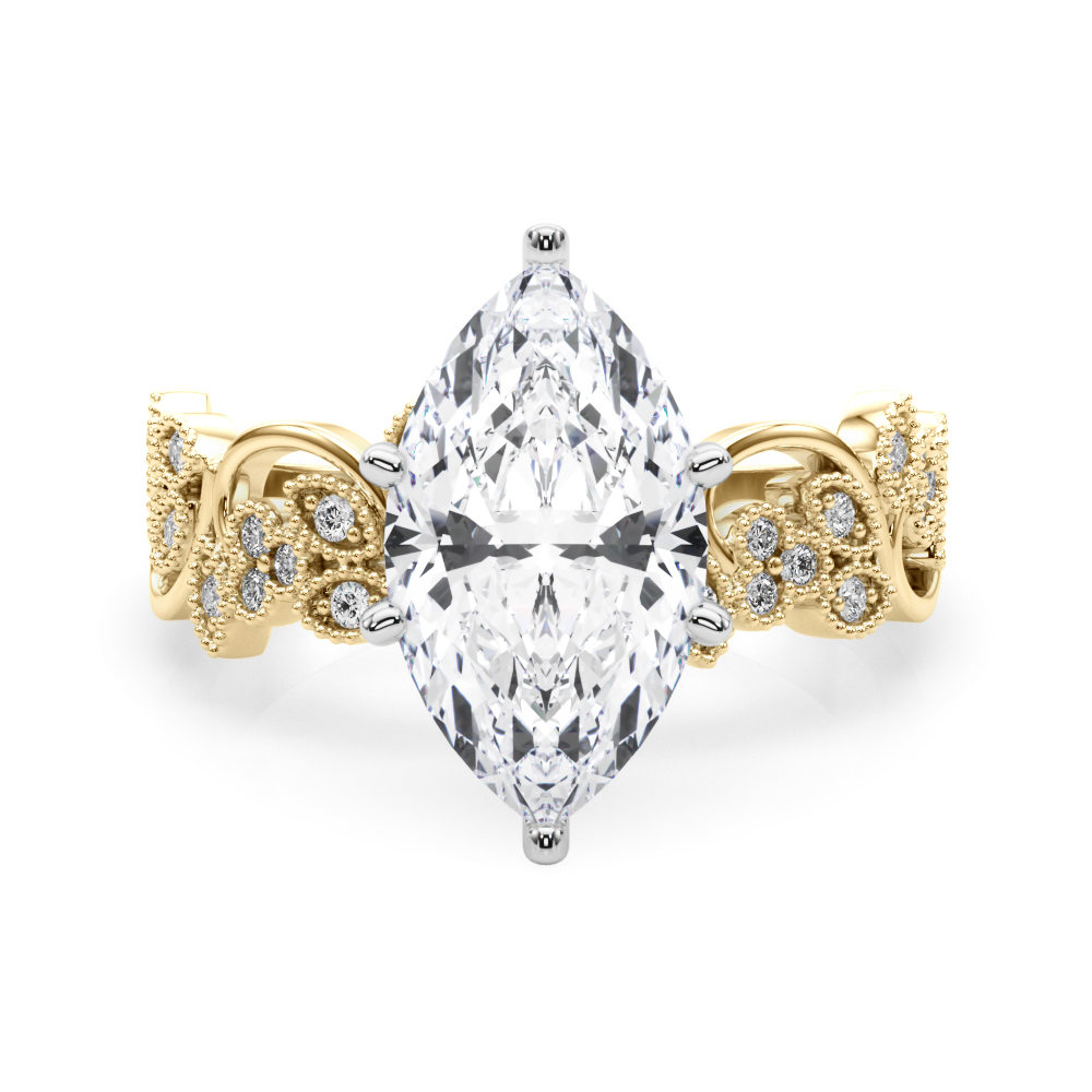 0.2 Ct Lab Grown Diamond Marquise Cut Zeonna  Side Stone Engagement Rings in Silver 925