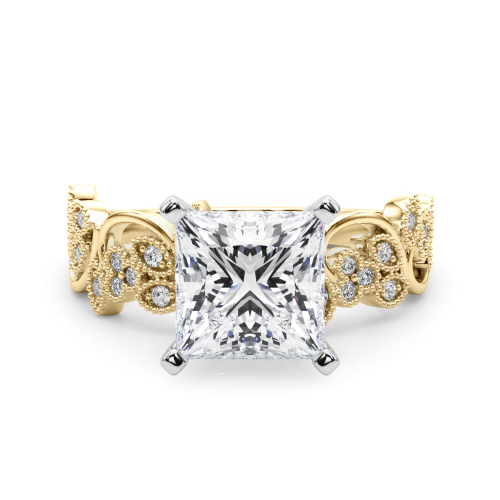 SunshineDiamonds Side Stone Engagement Rings in 9K Yellow Gold and 2.00 Carat Natural Diamond