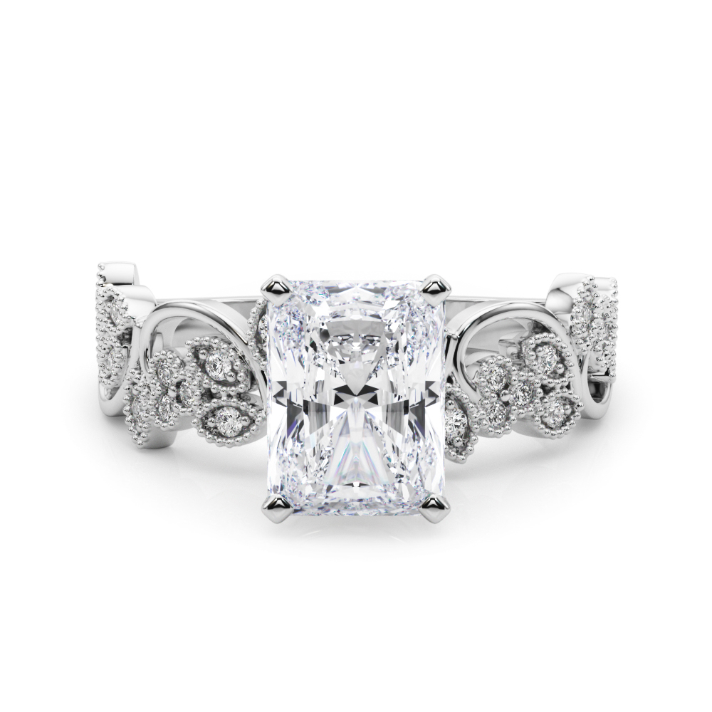 0.2 Ct Lab Grown Diamond Radiant Cut Zeonna  Side Stone Engagement Rings in Silver 925