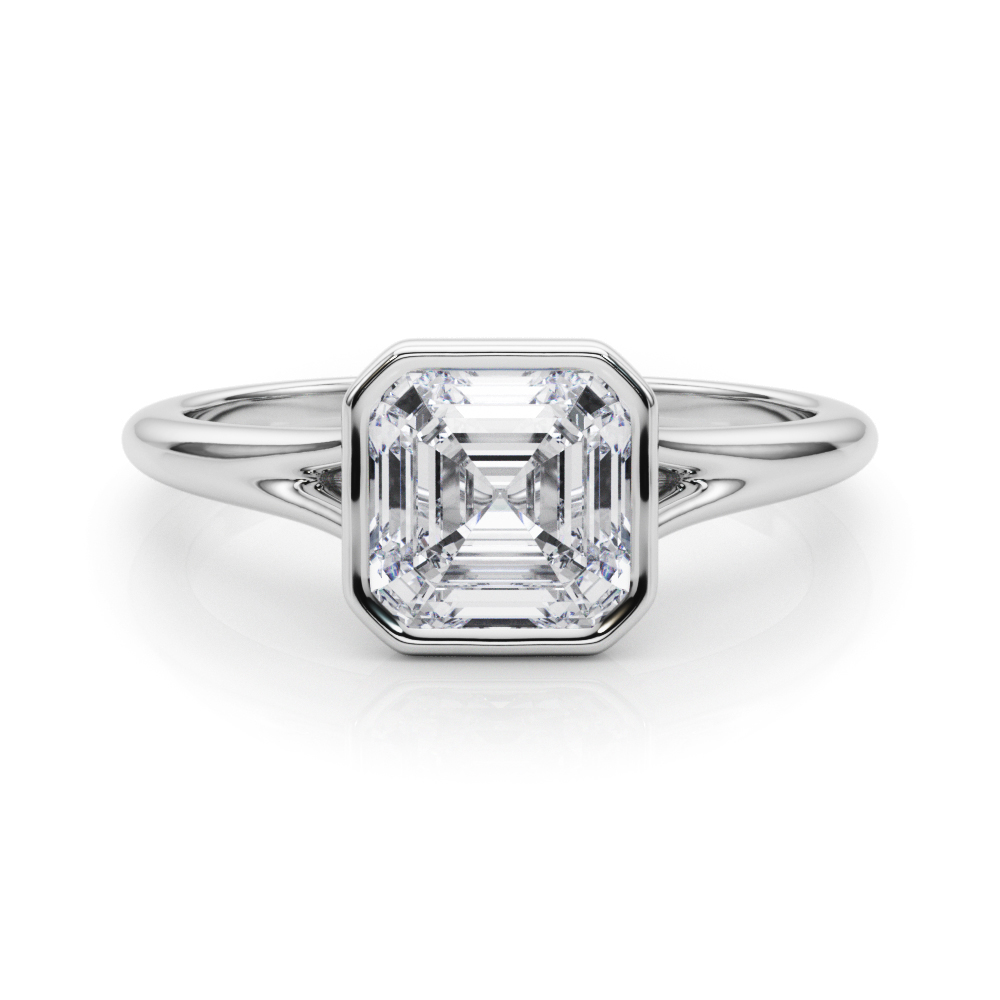1 Ct Lab-Created Asscher Cut Rehnia  Solitaire Diamond Rings in Silver 925