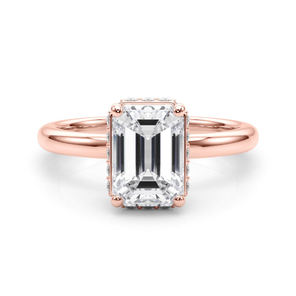 0.2 Ct Lab-Created Diamond Emerald Cut Rosatta  Halo Engagement Rings in Silver 925