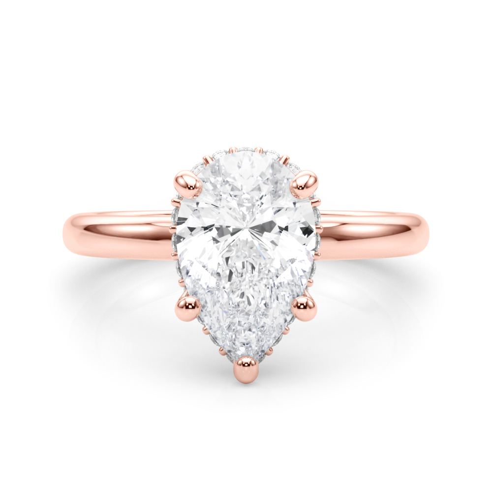 Victorious Lab Grown Diamond Rose Gold 5 Prong Halo Engagement Ring