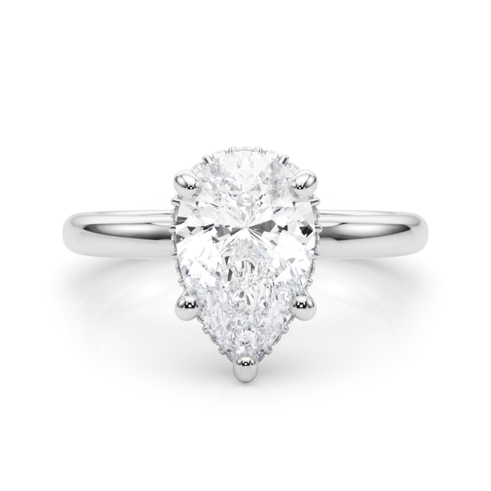 0.2 Ct Lab-Created Diamond Pear Cut Victorious  Halo Engagement Rings in Silver 925