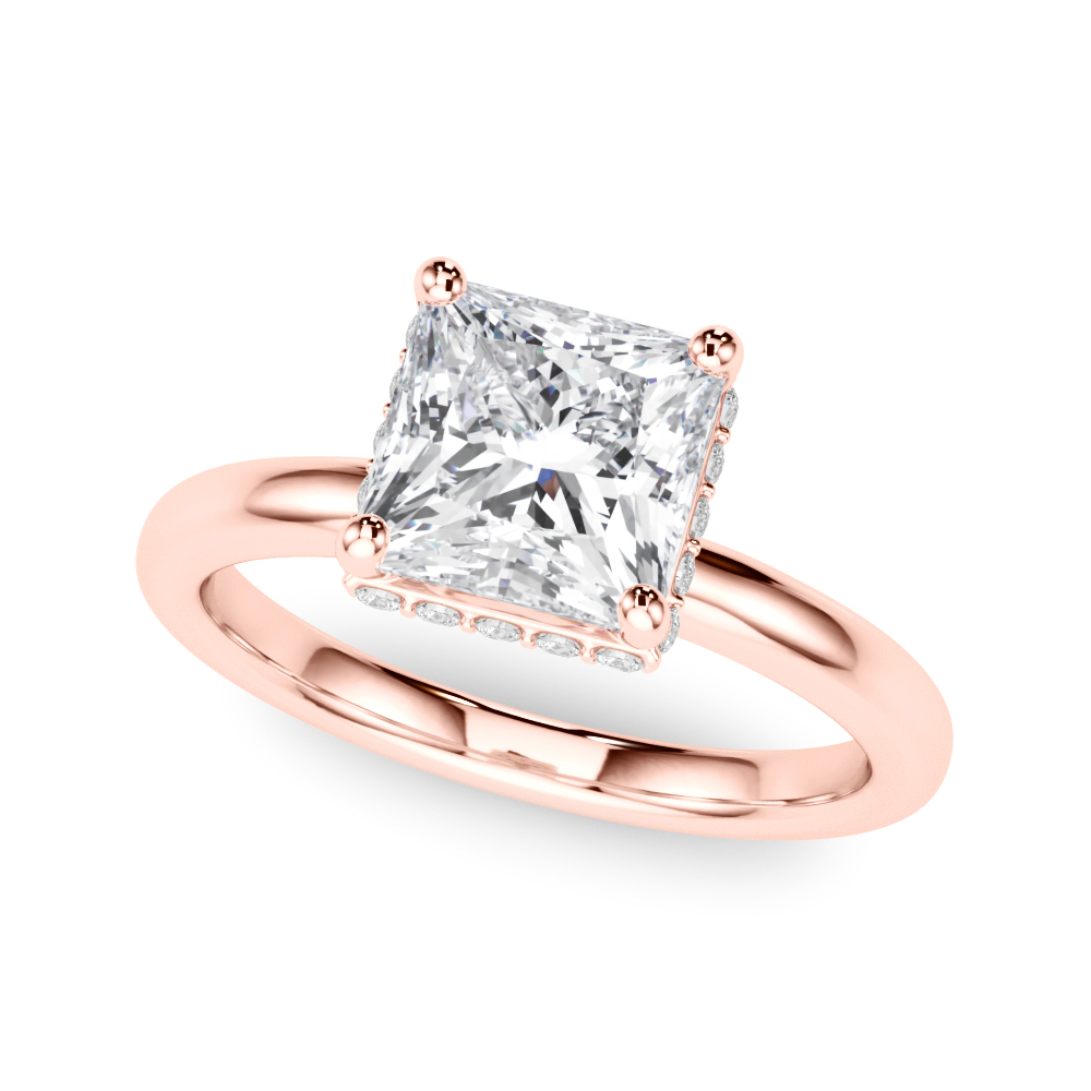 0.2 Ct Natural Diamond Princess Cut Yania  Halo Engagement Rings in Silver 925