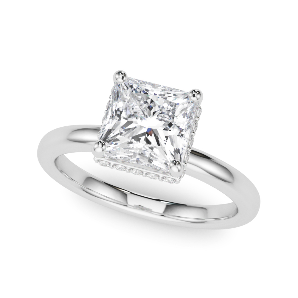 0.2 Ct Natural Diamond Princess Cut Yania  Halo Engagement Rings in Silver 925