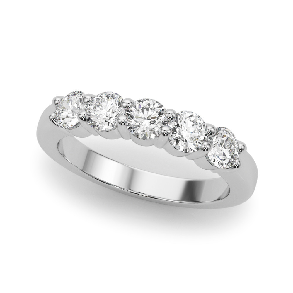 0.5 Ct Lab-Created Round Cut Fenella  5 Stone Ring Diamond Rings in Silver 925