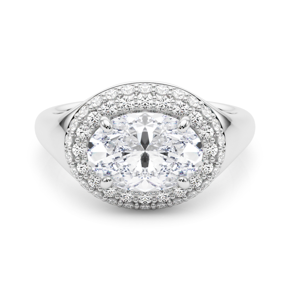 0.2 Ct Lab-Created Diamond Oval Cut Adlin  Halo Engagement Rings in Silver 925