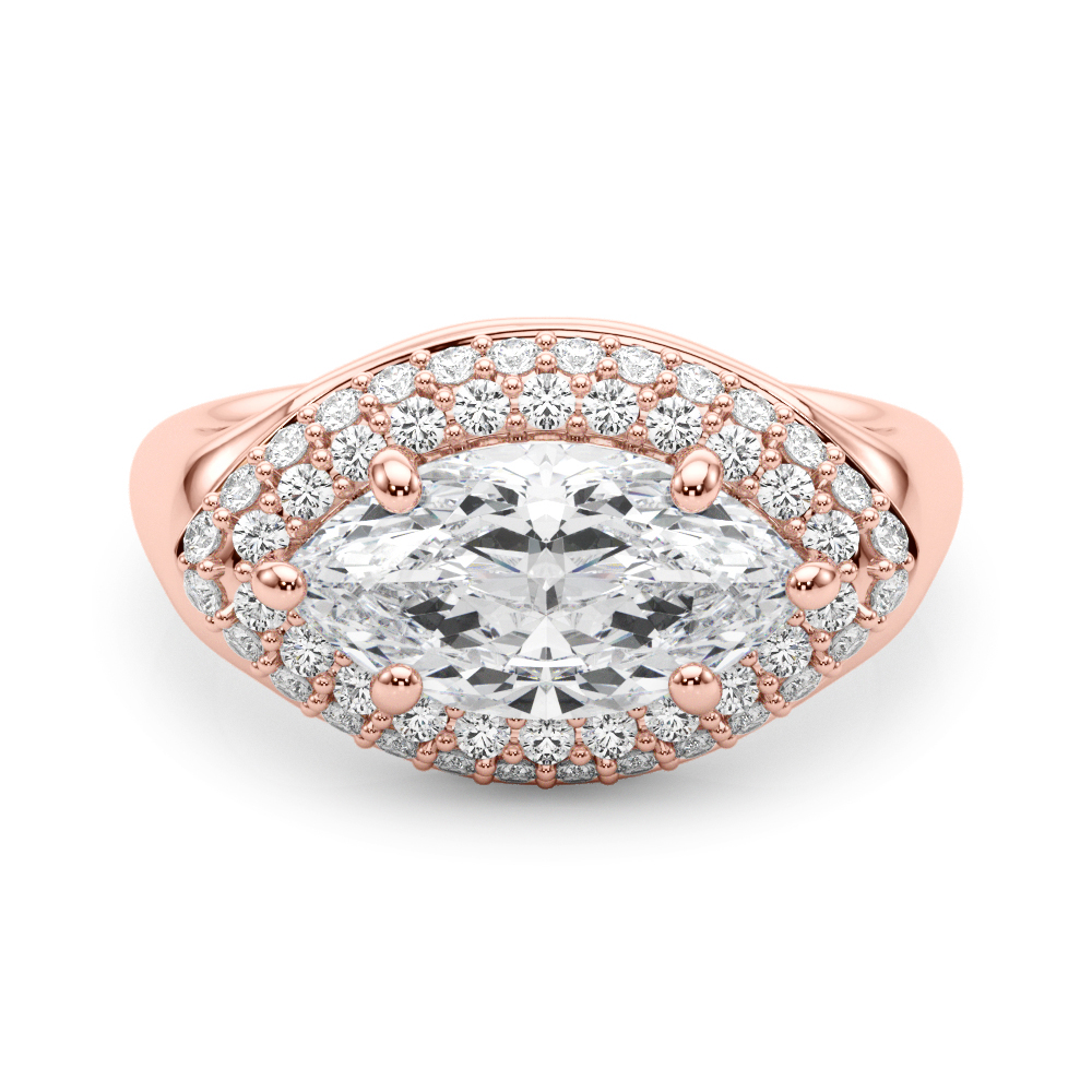 0.2 Ct Lab Grown Diamond Marquise Cut Gladyness  Halo Engagement Rings in Silver 925