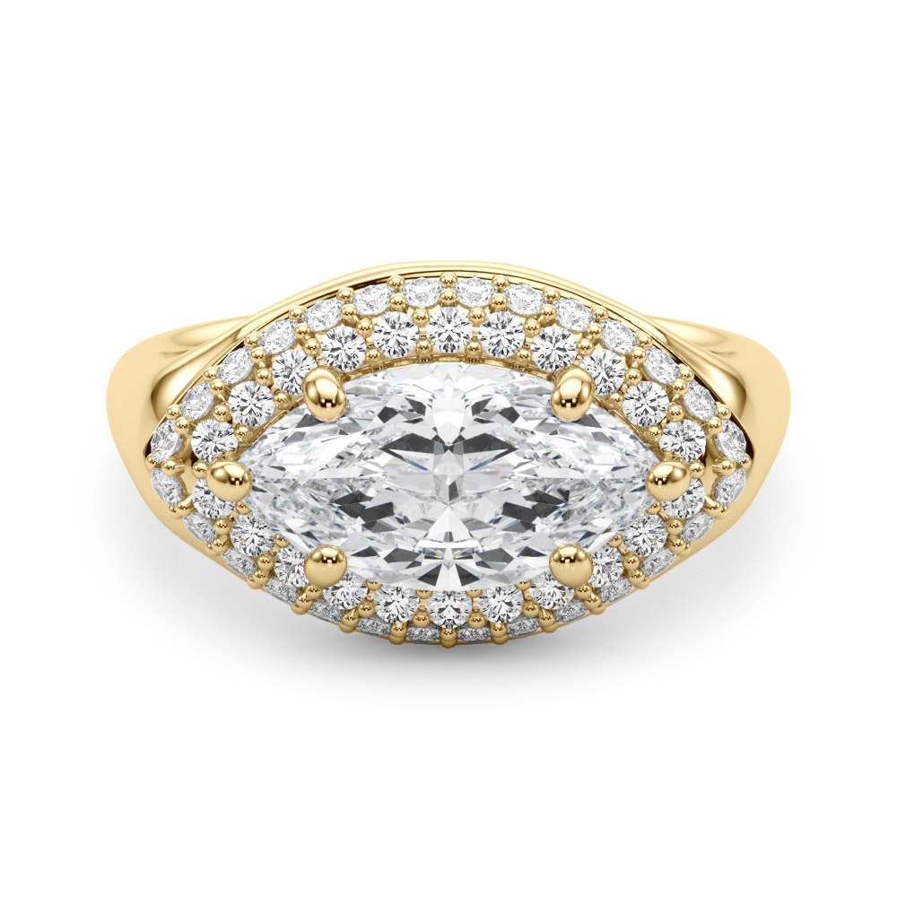 0.2 Ct Lab-Created Diamond Marquise Cut Gladyness  Halo Engagement Rings in Silver 925