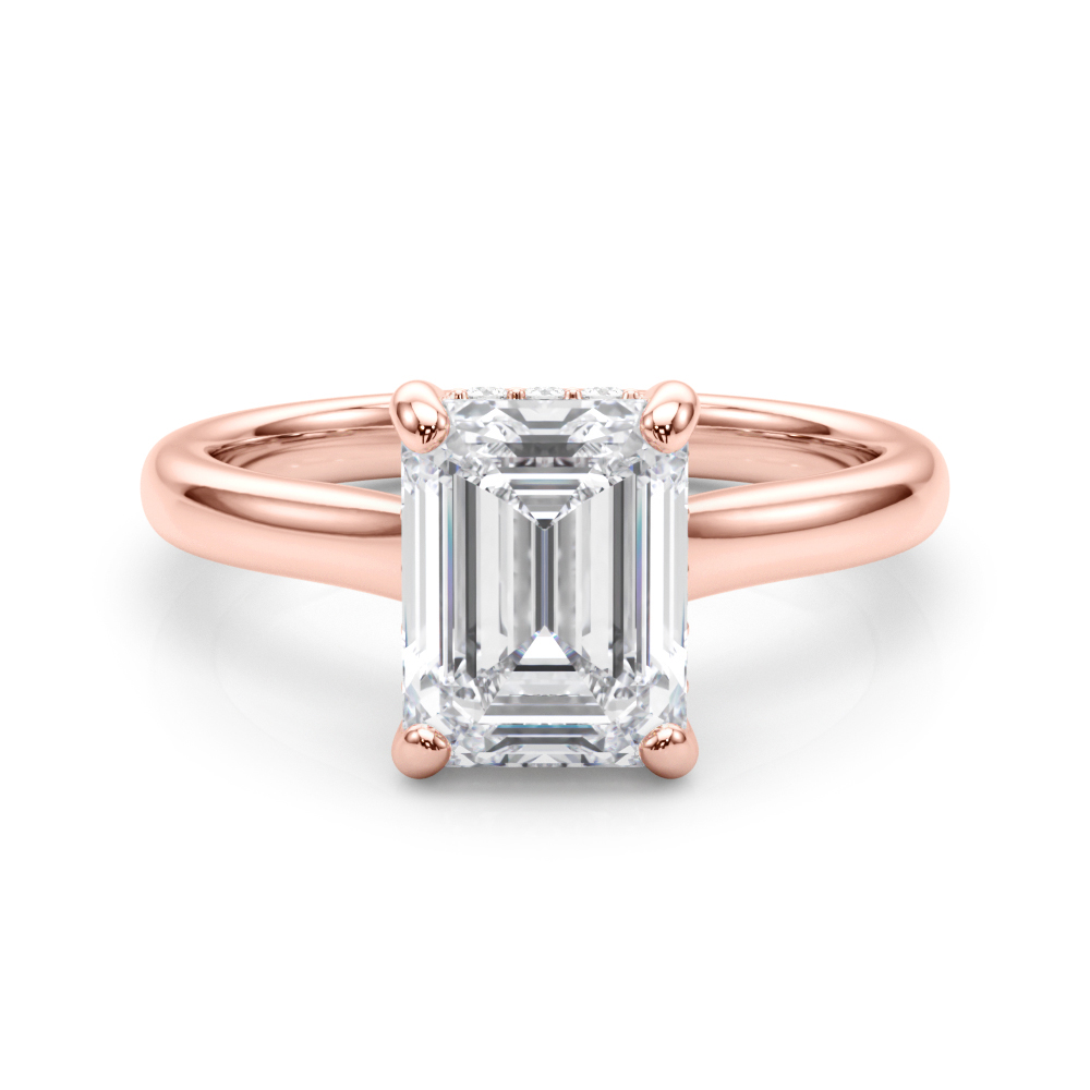 0.2 Ct Lab-Created Diamond Emerald Cut Victorina  Halo Engagement Rings in Silver 925