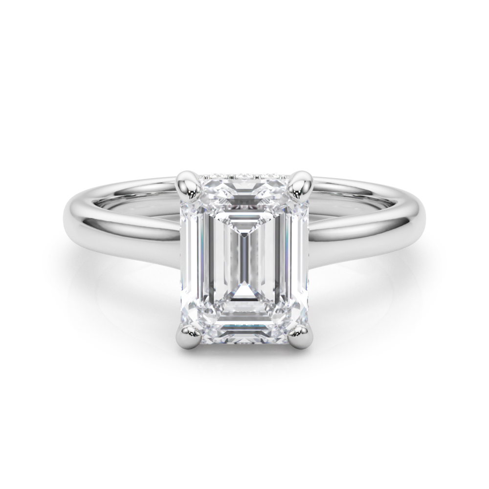 0.2 Ct Lab-Created Diamond Emerald Cut Victorina  Halo Engagement Rings in Silver 925