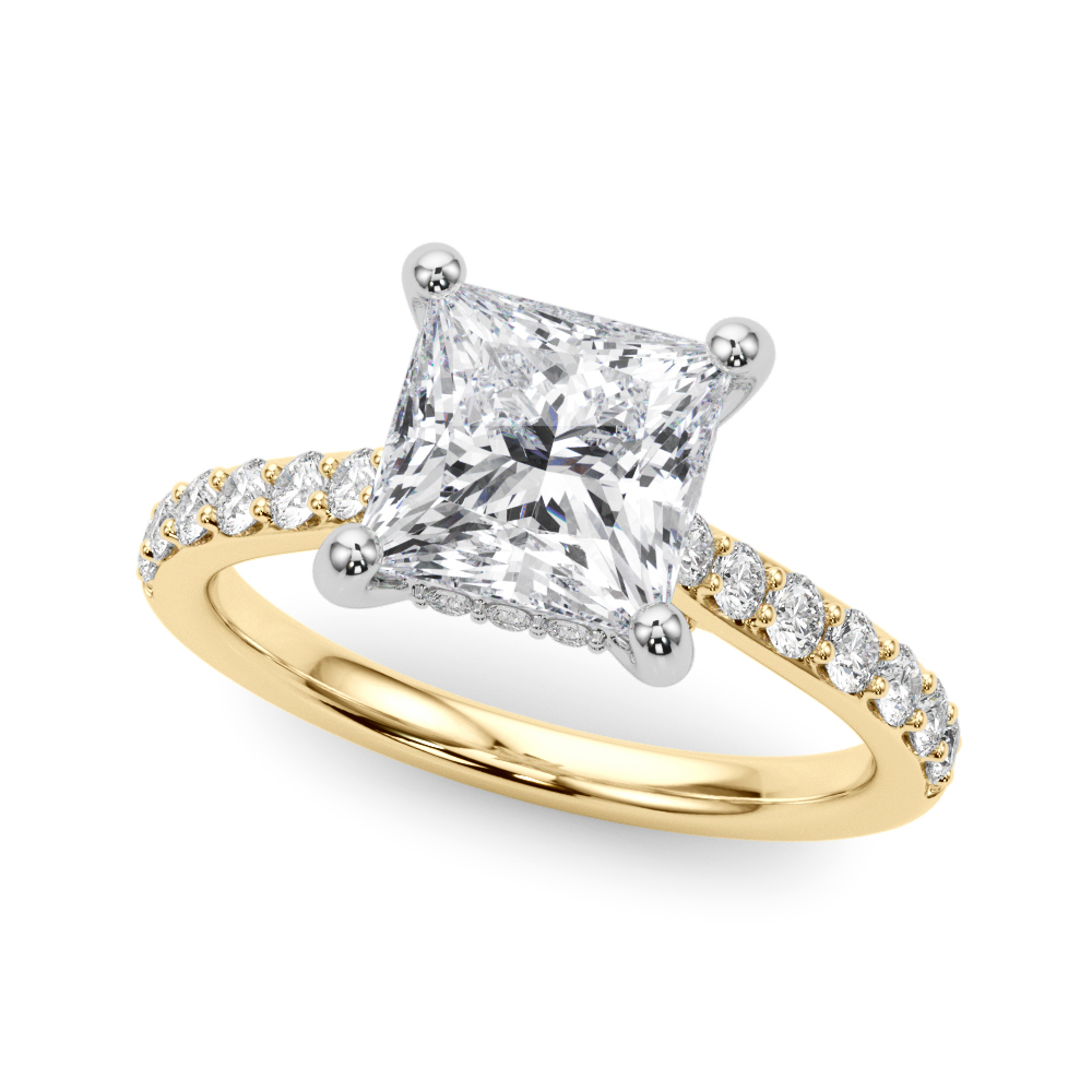 0.2 Ct Natural Diamond Princess Cut Yolandi  Halo Engagement Rings in Silver 925