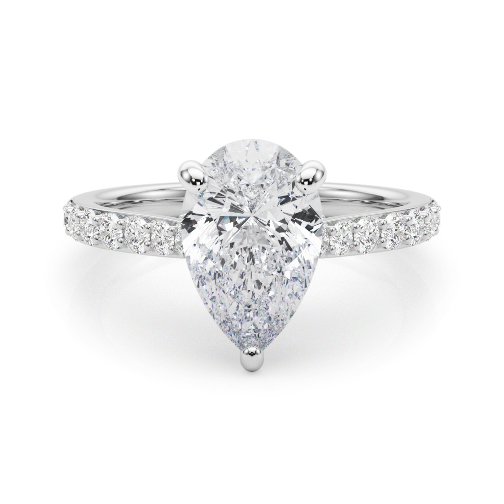 0.2 Ct Lab-Created Diamond Pear Cut Leena  Halo Engagement Rings in Silver 925