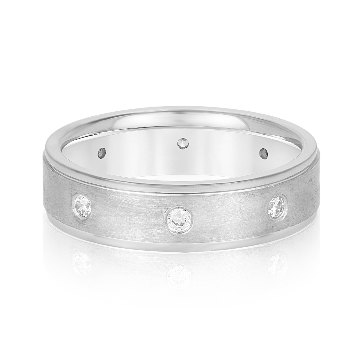 Nerosa Lab Grown Diamond Platinum Flush Set Women's Wedding Ring