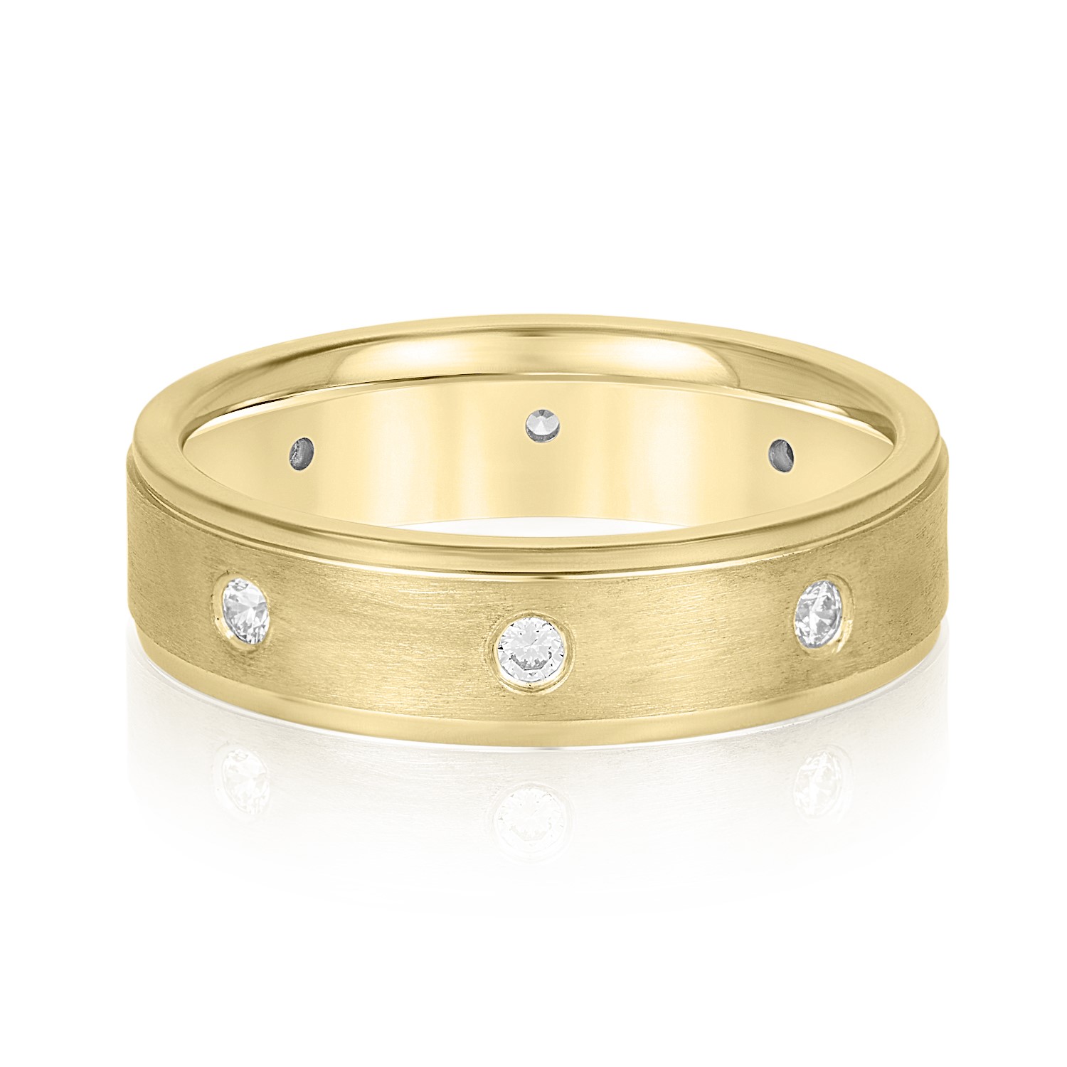 Nerosa Lab Grown Diamond Yellow Gold Flush Set Women's Wedding Ring