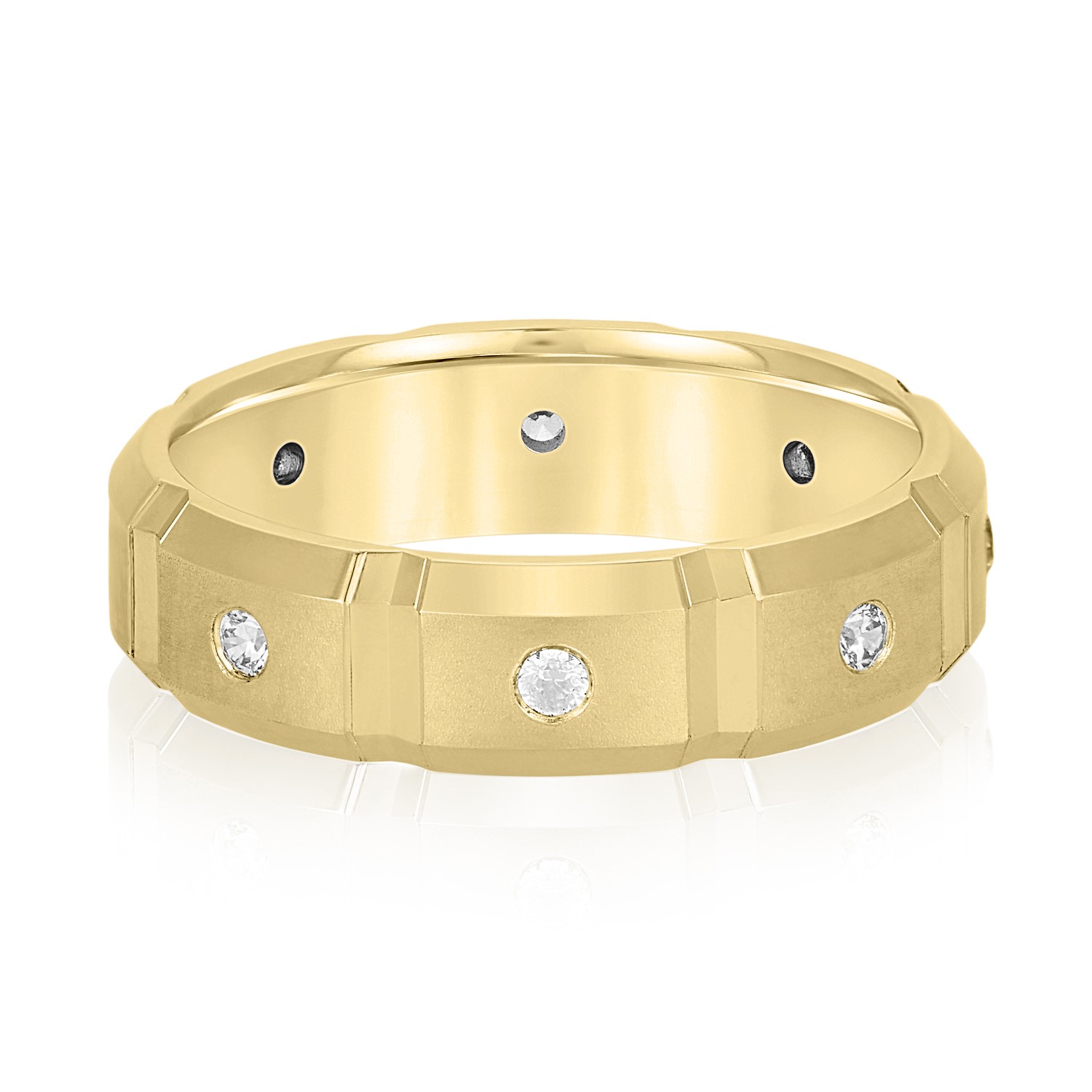 Sreal Lab Grown Diamond Yellow Gold Flush Set Women's Wedding Ring