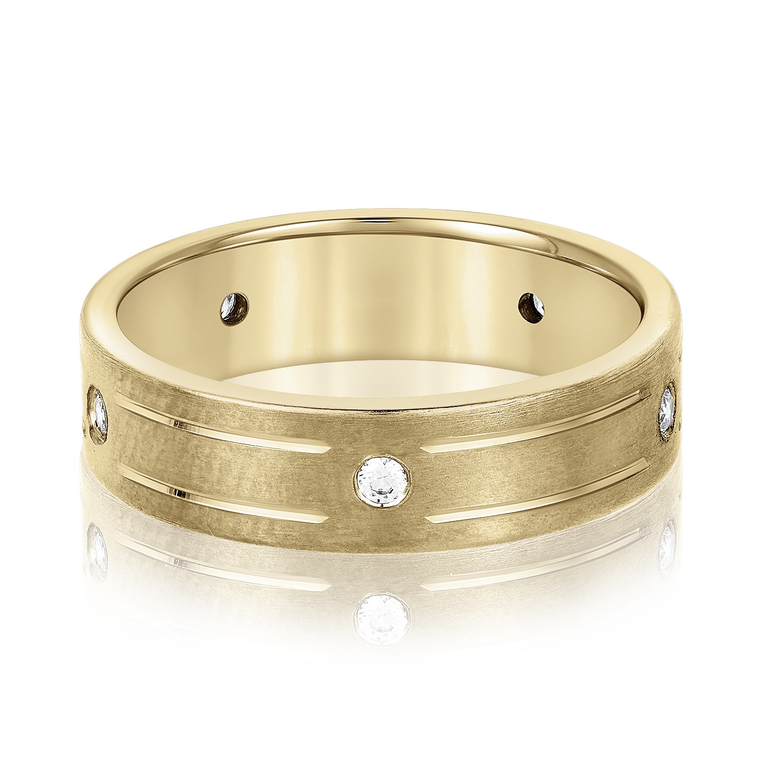 Srea Lab Grown Diamond Yellow Gold Flush Set Women's Wedding Ring